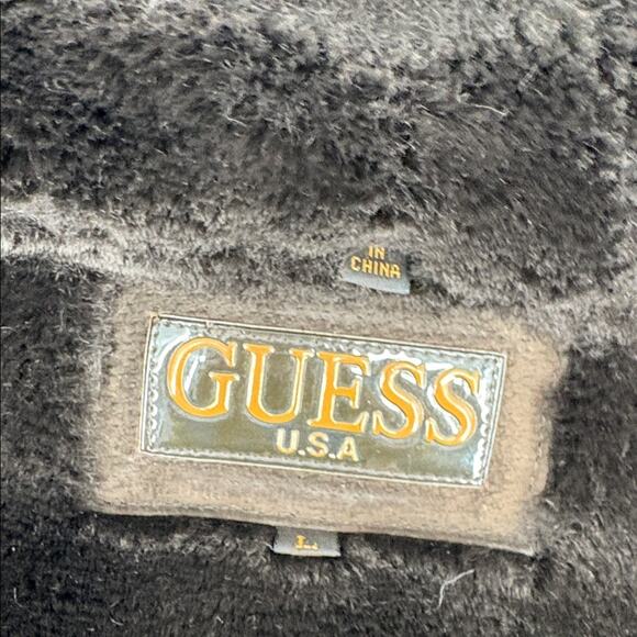 Vintage Guess USA Women’s Suede Faux Fur Jacket Size Large - Picture 6 of 16